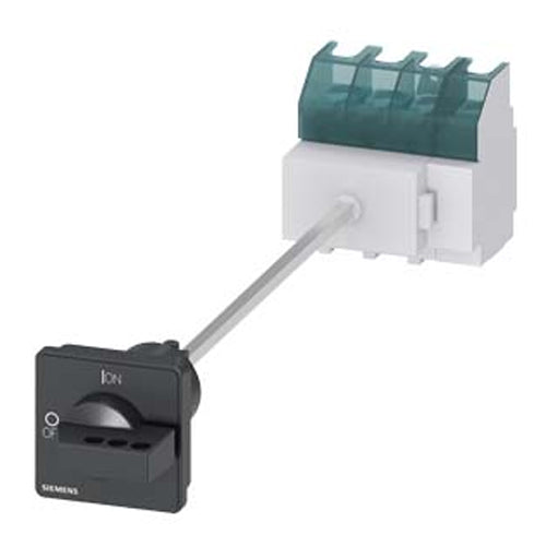 Siemens 3LD25171TL11, SENTRON, Switch Disconnector 3LD, Main Switch, 4-Pole, Iu: 63 A, Operating Power / at AC-23 A at 400 V: 22 KW, Floor Mounting with Door Coupling, Defeatable Knob-Operated Mechanism, Black, 4-Hole Mounting of the Handle