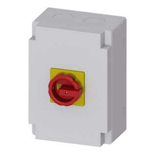Siemens 3LD28660TB530US2, SENTRON, Switch Disconnector 3LD, Emergency Switching-Off Switch, 3- Pole, Iu: 125 A, Operating Power / at AC-23 A 400 V: 45 KW, Molded Plastic Encapsulation for Inch Cable Gland, Rotary Operating Mechanism, Red/Yellow