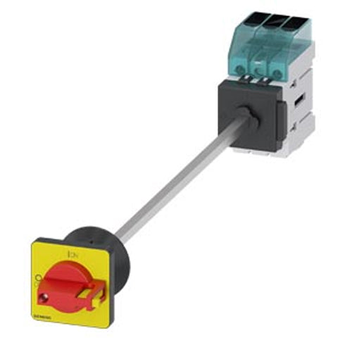 Siemens 3LD30400TK13, Load Disconnector 3LD3, Iu 16 A Main Switch 3-Pole Rated Operating Capacity at AC-23 A at 400V 7.5KW Floor Mounting Basic Switch with Door Coupling Central Hole Mounting 22.5mm Toggle Drive Red / Yellow 48x48 mm