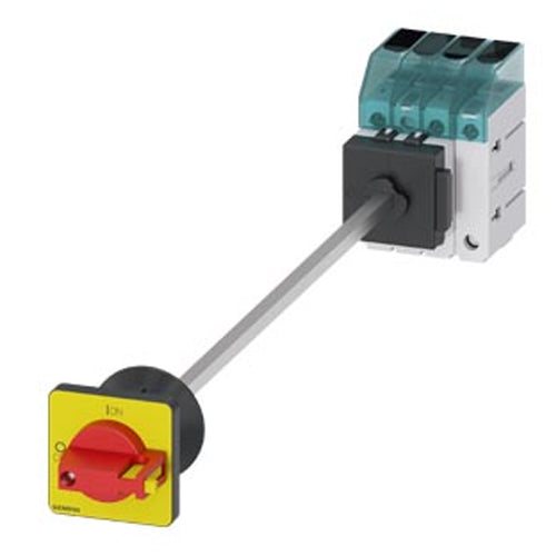 Siemens 3LD30400TL13, Load Disconnector 3LD3, Iu 16 A Main Switch 3-Pole + N Rated Operating Capacity at AC-23 A at 400V 7.5KW Floor Mounting Basic Switch with Door Coupling Central Hole Mounting 22.5mm Toggle Drive Red / Yellow 48x48 mm