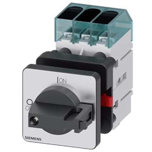 Siemens 3LD30500TK11, Load Disconnector 3LD3, Iu 16 A Main Switch 3-Pole Rated Operating Capacity at AC-23 A at 400V 7.5KW Front Plate Mounting Basic Switch with Central Hole Mounting 22.5mm Toggle Drive Black 48x48 mm