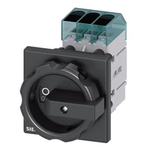 Siemens 3LD30540TK51, Load Disconnector 3LD3, Iu 16 A Main Switch 3-Pole Rated Operating Capacity at AC-23 A at 400V 7.5KW Front Plate Mounting Basic Switch with Central Hole Mounting 22.5mm Rotating Drive Black 66 X 66 mm