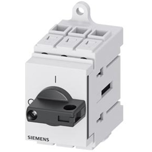 Siemens 3LD31300TK11, Load Disconnector 3LD3, Iu 25 A Main Switch 3-Pole Rated Operating Capacity at AC-23 A at 400V 9.0KW Installation In Distribution Boards, Basic Switch with Selector Knob Black