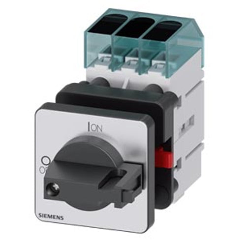 Siemens 3LD32500TK11, Load Disconnector 3LD3, Iu 32 A Main Switch 3-Pole Rated Operating Capacity for AC-23 A at 400V 11.5KW Front Plate Mounting Basic Switch with Central Hole Mounting 22.5mm Toggle Drive Black 48x48 mm