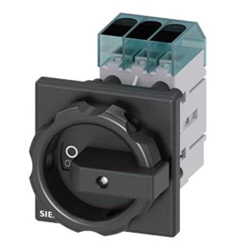 Siemens 3LD32540TK51, Load Disconnector 3LD3, Iu 32 A Main Switch 3-Pole Rated Operating Capacity for AC-23 A at 400V 11.5KW Front Plate Mounting Basic Switch with Central Hole Mounting 22.5mm Rotating Drive Black 66 X 66 mm
