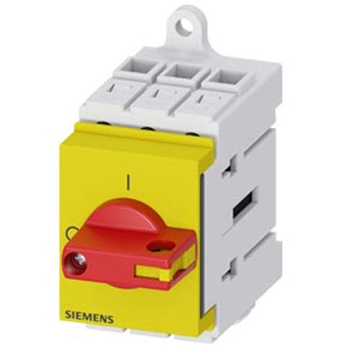 Siemens 3LD33300TK13, Load Disconnector 3LD3, Iu 40 A Main Switch 3-Pole Rated Operating Capacity at AC-23 A at 400 V 18.5 KW Installation In Distribution Boards, Basic Switch with Selector Knob Red / Yellow