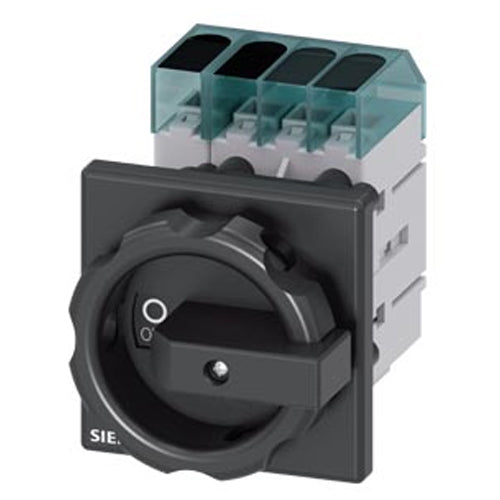 Siemens 3LD33540TL51, Load Disconnector 3LD3, Iu 40 A Main Switch 3-Pole + N Rated Operating Capacity at AC-23 A at 400 V 18.5 KW Front Plate Mounting Basic Switch with Central Hole Mounting 22.5mm Toggle Drive Black 66x66 mm