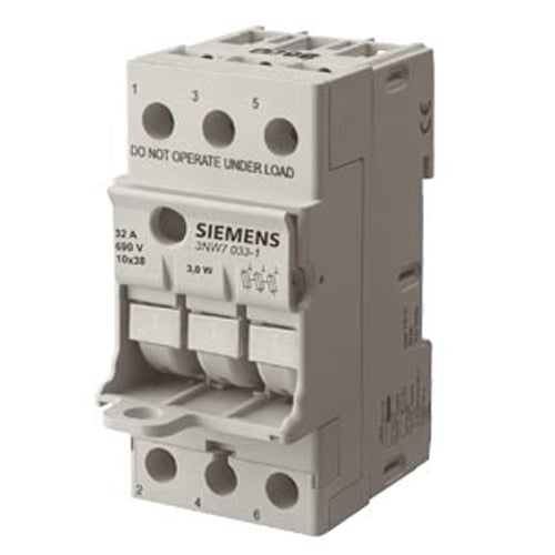 Siemens 3NW70331, SENTRON, Cylindrical Fuse Holder, 10x38 mm, 3-Pole, In: 32 A, Un AC: 690 V, Compact Version
