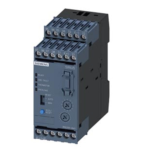 Siemens 3RB24834AC1, Evaluation Unit For Full Motor Protection (monostable) For IO-Link Frame Size S00...S12, Class 5...30 Stand-Alone Installation Main Circuit: -- Auxiliary Circuit: Spring-Loaded Terminal Manual-Automatic RESET