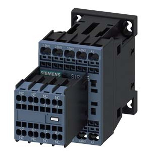 Siemens 3RH23442BB40, Contactor Relay, 4 NO + 4 NC, 24 V DC, Spring-Loaded Terminal, Frame Size S00, Removable Auxiliary Switch