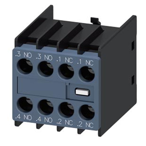 Siemens 3RH29111FA220MA0, Auxiliary Switch, On The Front, 2 NO + 2 NC, .3/.4, .3/.4, .1/.2, .1/.2, Current Path: 1 NO, 1 NO, 1 NC, 1 NC, Screw Terminal, For Contactors 3RT2 And Contactor Relays 3RH2