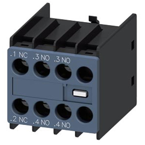 Siemens 3RH29111HA21, Auxiliary Switch, On The Front, 2 NO + 1 NC, .1/.2, .3/.4, .3/.4, --/--, Current Path: 1 NC, 1 NO, 1 NO, --, Screw Terminal, For Contactors 3RT2 And Contactor Relays 3RH2