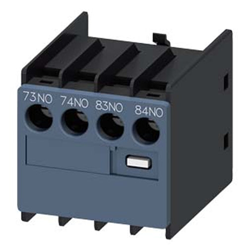 Siemens 3RH29111LA20, Auxiliary Switch, On The Front, 2 NO, 73/74, 83/84, Current Path: 1 NO, 1 NO, Cable Entry From The Top, Screw Terminal, For Contactors 3RT2 And Contactor Relays 3RH2