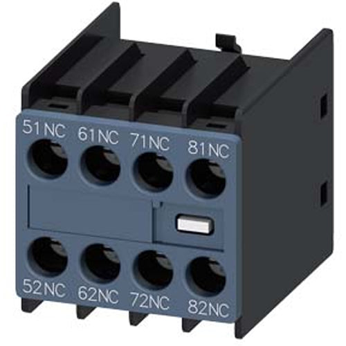 Siemens 3RH29111XA040MA0, Auxiliary Switch, On The Front, 4 NC, 51/52, 61/62, 71/72, 81/82, Current Path: 1 NC, 1 NC, 1 NC, 1 NC, Screw Terminal, For Contactors 3RT2 And Contactor Relays 3RH2