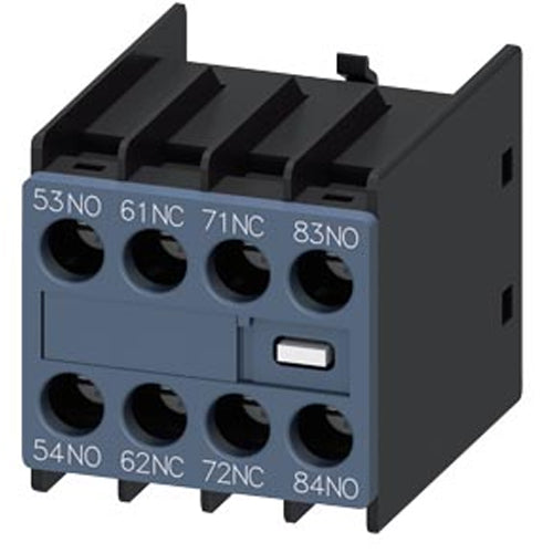Siemens 3RH29111XA220MA0, Auxiliary Switch, On The Front, 2 NO + 2 NC, 53/54, 61/62, 71/72, 83/84, Current Path: 1 NO, 1 NC, 1 NC, 1 NO, Screw Terminal, For Contactors 3RT2 And Contactor Relays 3RH2