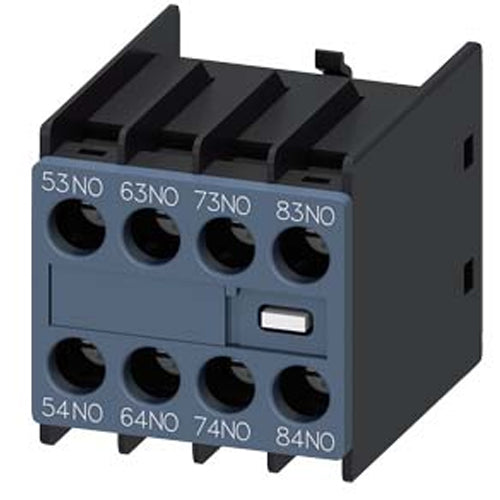 Siemens 3RH29111XA400MA0, Auxiliary Switch, On The Front, 4 NO, 53/54, 63/64, 73/74, 83/84, Current Path: 1 NO, 1 NO, 1 NO, 1 NO, Screw Terminal, For Contactors 3RT2 And Contactor Relays 3RH2