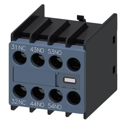 Siemens 3RH29111YA210MA0, Auxiliary Switch, On The Front, 2 NO + 1 NC, 31/32, 43/44, 53/54, --/--, Current Path 1 NC, 1 NO, 1 NO, --, Screw Terminal, For Contactors 3RT2 And Contactor Relays 3RH2