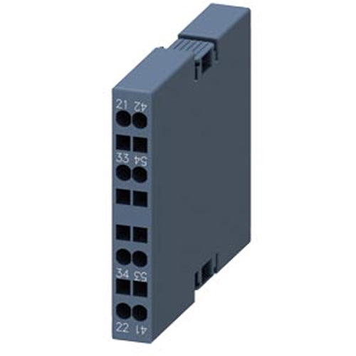 Siemens 3RH29112DA11, Auxiliary Switch, Lateral, 1 NO + 1 NC, On The Left: 41/42, 53/54, On The Right: 21/22, 33/34, Current Path: 1 NC, 1 NO, Spring-Loaded Terminal, For Contactors 3RT2.1