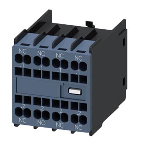Siemens 3RH29112FA04, Auxiliary Switch, On The Front, 4 NC, .1/.2, .1/.2, .1/.2, .1/.2, Current Path: 1 NC, 1 NC, 1 NC, 1 NC, Spring-Loaded Terminal, For Contactors 3RT2 And Contactor Relays 3RH2