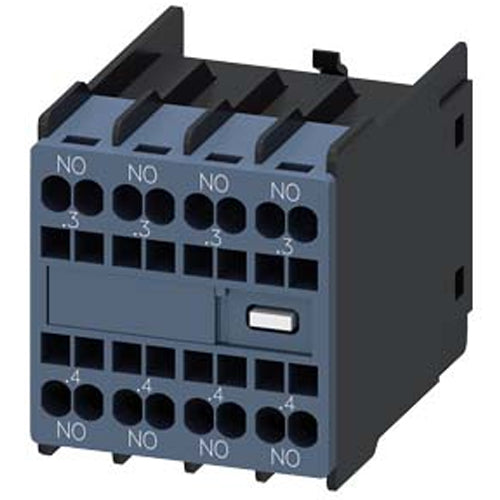 Siemens 3RH29112FA40, Auxiliary Switch, On The Front, 4 NO, .3/.4, .3/.4, .3/.4, .3/.4, Current Path: 1 NO, 1 NO, 1 NO, 1 NO, Spring-Loaded Terminal, For Contactors 3RT2 And Contactor Relays 3RH2