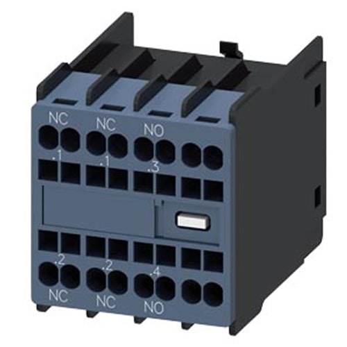 Siemens 3RH29112HA12,Auxiliary Switch, On The Front, 1 NO + 2 NC, .1/.2, .1/.2, .3/.4, --/--, Current Path: 1 NC, 1 NC, 1 NO, --, Spring-Loaded Terminal, For Contactors 3RT2 And Contactor Relays 3RH2