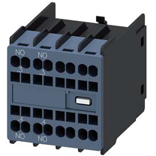 Siemens 3RH29112HA20, Auxiliary Switch, On The Front, 2 NO, .3/.4, .3/.4, --/--, --/--, Current Path: 1 NO, 1 NO, --, --, Spring-Loaded Terminal, For Contactors 3RT2 And Contactor Relays 3RH2