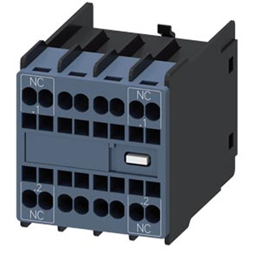 Siemens 3RH29112NF02, Auxiliary Switch, Solid-State Compatible, On The Front, 2 NC, .1/.2, --/--, --/--, .1/.2, Current Path: 1 NC, --, --, 1 NC, Spring-Loaded Terminal, For Contactors 3RT2 And Contactor Relays 3RH2