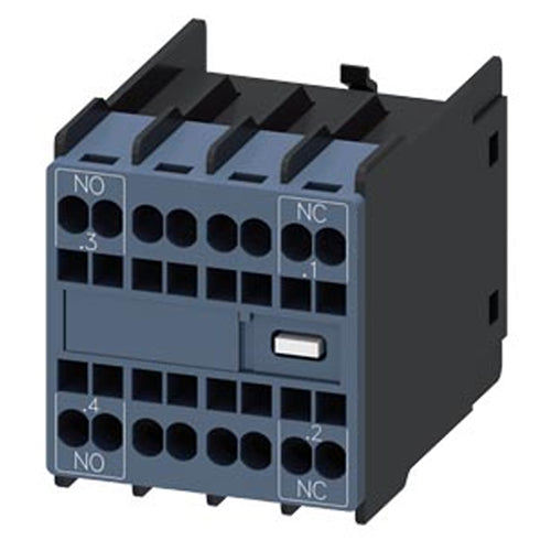 Siemens 3RH29112NF11, Auxiliary Switch, Solid-State Compatible, On The Front, 1 NO + 1 NC, .3/.4, --/--, --/--, .1/.2, Current Path: 1 NO, --, --, 1 NC, Spring-Loaded Terminal, For Contactors 3RT2 And Contactor Relays 3RH2