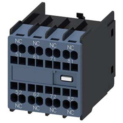 Siemens 3RH29112XA040MA0, Auxiliary Switch, On The Front, 4 NC, 51/52, 61/62, 71/72, 81/82, Current Path: 1 NC, 1 NC, 1 NC, 1 NC, Spring-Loaded Terminal, For Contactors 3RT2 And Contactor Relays 3RH2