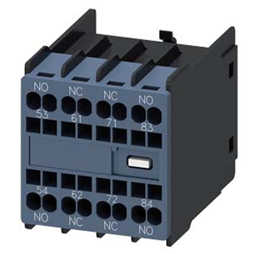 Siemens 3RH29112XA220MA0, Auxiliary Switch, On The Front, 2 NO + 2 NC, 53/54, 61/62, 71/72, 83/84, Current Path: 1 NO, 1 NC, 1 NC, 1 NO, Spring-Loaded Terminal, For Contactors 3RT2 And Contactor Relays 3RH2