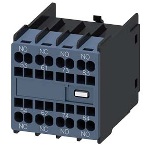Siemens 3RH29112XA310MA0, Auxiliary Switch, On The Front, 3 NO + 1 NC, 53/54, 61/62, 73/74, 83/84, Current Path: 1 NO, 1 NC, 1 NO, 1 NO, Spring-Loaded Terminal, For Contactors 3RT2 And Contactor Relays 3RH2