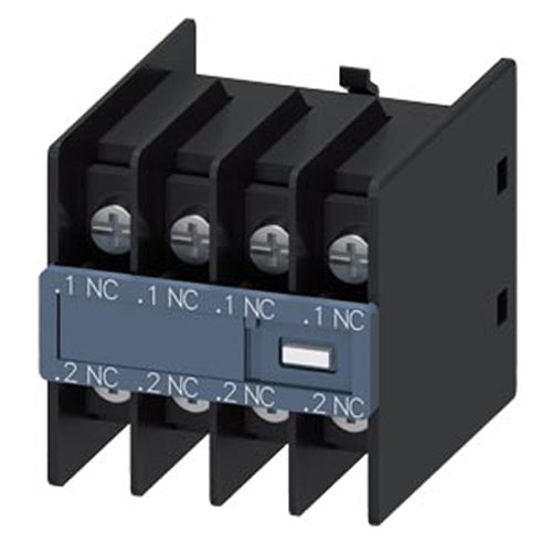 Siemens 3RH29114FA04, Auxiliary Switch, On The Front, 4 NC, .1/.2, .1/.2, .1/.2, .1/.2, Current Path: 1 NC, 1 NC, 1 NC, 1 NC, Ring Cable Lug Connection, For Contactors 3RT2 And Contactor Relays 3RH2