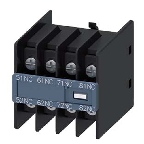 Siemens 3RH29114GA04, Auxiliary Switch, On The Front, 4 NC, 51/52, 61/62, 71/72, 81/82, Current Path: 1 NC, 1 NC, 1 NC, 1 NC, Ring Cable Lug Connection, Physically Coded, Only With Contactor Relays 3RH2140 And 3RH2440 Combinable