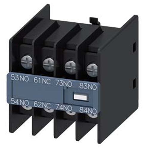 Siemens 3RH29114GA31, Auxiliary Switch, On The Front, 3 NO + 1 NC, 53/54, 61/62, 73/74, 83/84, Current Path: 1 NO, 1 NC, 1 NO, 1 NO, Ring Cable Lug Connection, Physically Coded, Only With Contactor Relays 3RH2140 And 3RH2443 Combinable