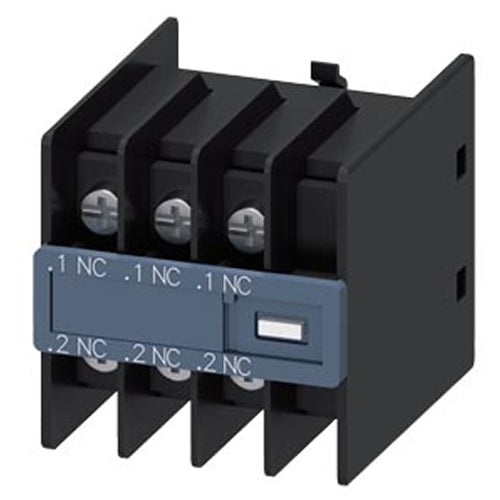 Siemens 3RH29114HA03, Auxiliary Switch, On The Front, 3 NC, .1/.2, .1/.2, .1/.2, --/--, Current Path: 1 NC, 1 NC, 1 NC, --, Ring Cable Lug Connection, For Contactors 3RT2 And Contactor Relays 3RH2