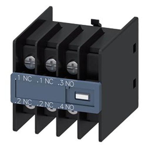Siemens 3RH29114HA12, Auxiliary Switch, On The Front, 1 NO + 2 NC, .1/.2, .1/.2, .3/.4, --/--, Current Path: 1 NC, 1 NC, 1 NO, --, Ring Cable Lug Connection, For Contactors 3RT2 And Contactor Relays 3RH2