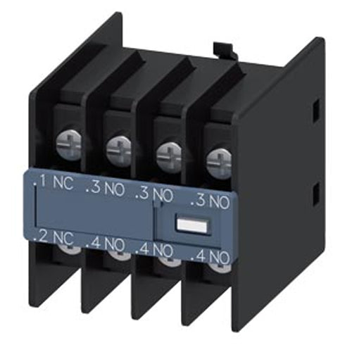 Siemens 3RH29114HA31, Auxiliary Switch, On The Front, 3 NO + 1 NC, .1/.2, .3/.4, .3/.4, .3/.4, Current Path: 1 NC, 1 NO, 1 NO, 1 NO, Ring Cable Lug Connection, For Contactors 3RT2 And Contactor Relays 3RH2