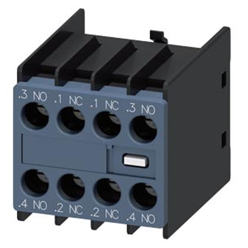 Siemens 3RH29161FA22, Auxiliary Switch, On The Front, 2 NO + 2 NC, .3/.4, .1/.2, .1/.2, .3/.4, Current Path: 1 NO, 1 NC, 1 NC, 1 NO, Screw Terminal, For Contactors 3RT2 And Contactor Relays 3RH2