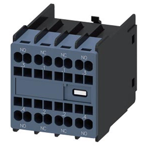 Siemens 3RH29162FA22, Auxiliary Switch, On The Front, 2 NO + 2 NC, .3/.4, .1/.2, .1/.2, .3/.4, Current Path: 1 NO, 1 NC, 1 NC, 1 NO, Spring-Loaded Terminal, For Contactors 3RT2 And Contactor Relays 3RH2