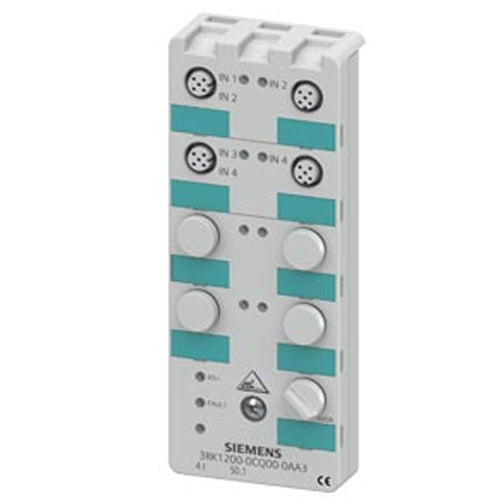 Siemens 3RK1200-0CQ00-0AA3, AS-i Compact Module K60 Digital 4 DI, IP67 4 x Input, Maximum 200 mA 4 x M12 Socket Y-II Assignment Mounting Plate 3RK1901-0CA00 Must Be Ordered Separately