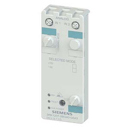 Siemens 3RK1207-2BQ40-0AA3, AS-i Compact Module K60 Analog 2 AI, IP67 2 x Input, Voltage +/- 10 V 1..5 V for 4-Wire Sensors 2 x M12 Socket Mounting Plate 3RK1901-0CA00 Must Be Ordered Separately
