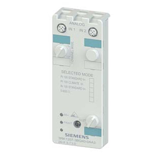 Siemens 3RK1207-3BQ40-0AA3, AS-i Compact Module K60 Analog 2 AI, IP67 2 x Input, Resistor Pt100, Ni100, 0-600 ohm for 4-Wire Sensors 2 x M12 Socket Mounting Plate 3RK1901-0CA00 Must Be Ordered Separately