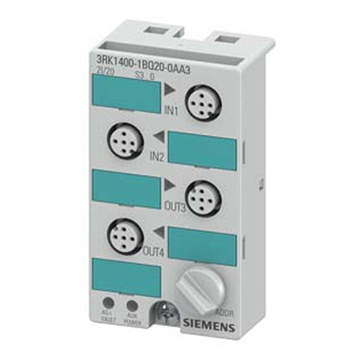 Siemens 3RK1400-1BQ20-0AA3, AS-i Compact Module K45 Digital 2 DI/2 DQ, IP67 2 x Input, Maximum 200 mA 2 x Output, 2 A 24 V DC Maximal 3 A For All Outputs 4 x M12 Socket Mounting Plate 3RK1901-2EA00 or 3RK1901-2DA00 Is To Be Ordered Separately