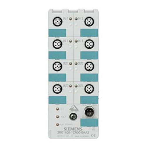 Siemens 3RK1400-1CR00-0AA3, AS-i Compact Module K60 Digital 4 DI/4 DQ, IP68 4 x Input, Maximum 200 mA 4 x Output, 2 A, 24 V DC Maximal 4 A For All Outputs 8 x M12 Socket Mounting Plate 3RK1901-0CA00 Must Be Ordered Separately
