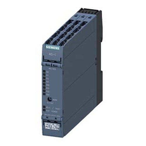 Siemens 3RK14002CE002AA2, AS-i SlimLine Compact Module SC22.5 Digital 4 DI/4 DQ, IP20 4 x Inputs For 3-Wire Sensor Sensor Supply Can Be Switched Over 4 x Output, 2 A, 24 V DC Maximal 4 A For All Outputs Screw Terminals Width 22.5 mm