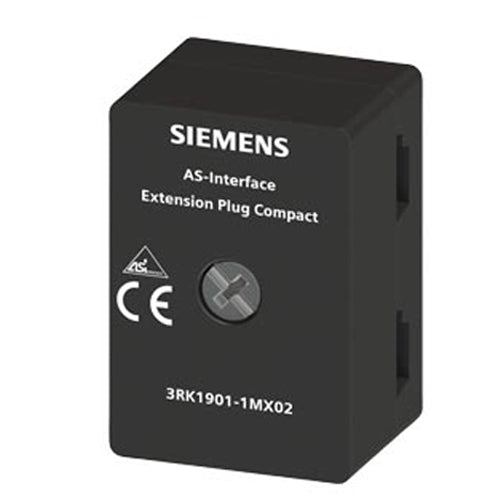Siemens 3RK1901-1MX02, AS-i Extension Plug Compact Doubling of the Cable Length to 200 m per AS-Interface Segment Degree of Protection IP67 Connection Directly to AS-i Flat Ribbon Cable