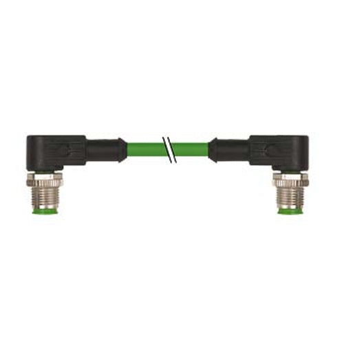 Siemens 3RK1902-2NB50, Bus Cable for PROFINET Pre-Assembled on Two Sides 4-Core, Shielded Pre-Assembled with 2 x M12 D-Encoded, Angled Length 5.0 m