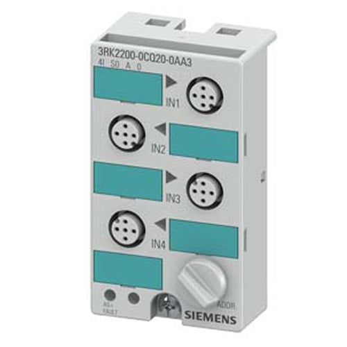Siemens 3RK2200-0CQ20-0AA3, AS-i Compact Module K45 Digital A/B Device, 4 DI, IP67, 4 x Input, Maximum 200 mA 4 x M12 Socket Mounting Plate 3RK1901-2EA00 or 3RK1901-2DA00 is to be Ordered Separately