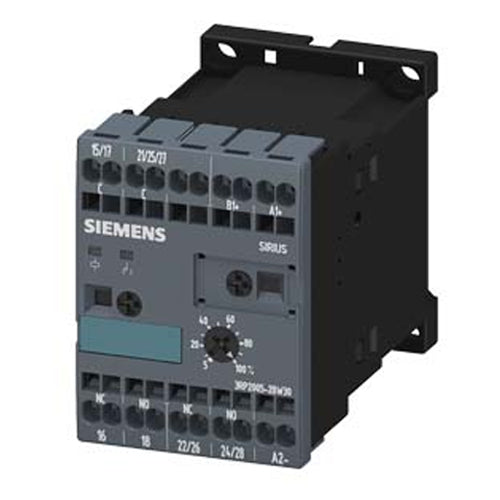 Siemens 3RP2005-2BW30, Timing Relay, Electronic Multifunction, 16 Functions 2 Change-Over Contacts 24 to 240 V AC/DC at 50/60 Hz AC 0.05 s to 100 h Overall Width 45 mm Spring-Type Terminal