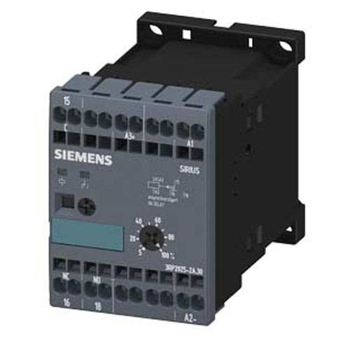 Siemens 3RP2025-2AQ30, Timing Relay, Electronic Slow-Operating 1 Change-Over Contact 24 V AC/DC, 200 to 127 V AC at 50/60 Hz AC 0.05 s to 100 h Overall Width 45 mm Spring-Type Terminal